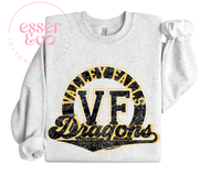 Valley Falls Dragons Distressed Cursive Under