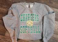 Chargers Distressed Softball/Baseball (D483)