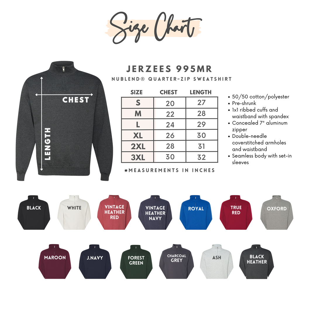 1/4 Zip Alternating Colors Embroidery