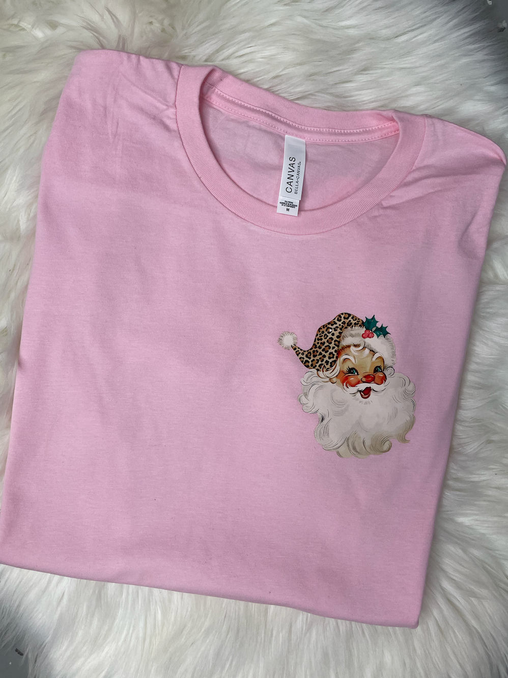 Small LONG SLEEVE Santa Leopard Hat Pocket