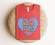 Kansas Distressed Checkered Heart